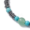 Natural Green Aventurine & Synthetic Turquoise & Non-magnetic Synthetic Hematite Beaded Stretch Bracelets BJEW-JB10827-3