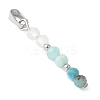 Faceted Round Natural Quartz Crystal & Amazonite & Apatite Beaded Pendants PALLOY-JF03529-03-2