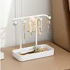 Plastic Jewelry Display Stand with Wood Tray LS-AJEW-Z032-02B-1