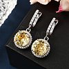 925 Sterling Silver Micro Pave Cubic Zirconia Dangle Hoop Earrings EJEW-F371-01B-02-5