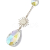 Glass Crystal Balls & Brass Sun Moon Pendant Ornament HJEW-JM02158-5