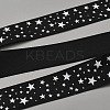 100 Yards Polyester Star Print Grosgrain Ribbon OCOR-WH0085-62-1