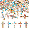  30Pcs 5 Colors Rack Plating Golden Tone Alloy Mosaic Style Pendants ENAM-TA0001-65-9