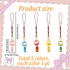 5pcs 5 styles Ceramic Lucky Cat Small Pendant Mobile Phone Decoration HJEW-GO0001-08-2