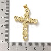 Cross Rack Plating Brass Micro Pave Clear Cubic Zirconia Pendant KK-U019-17G-02-3