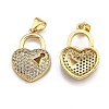 Brass Micro Pave Clear Cubic Zirconia Pendants X-ZIRC-J025-65G-2