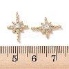 Brass Micro Pave Clear Cubic Zirconia Connector Charms KK-P355-28G-3