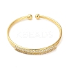 Brass Micro Pave Clear Cubic Zirconia 2-Line Open Cuff Bangles for Women BJEW-M312-12G-2