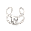 Clear Cubic Zirconia Initial Letter Open Cuff Ring RJEW-A012-01P-W-1