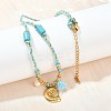 304 Stainless Steel Shell Shape Pendant Cotton Cord Necklaces NJEW-C093-05A-G-1