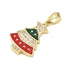 Christmas Brass Micro Pave Cubic Zirconia Pendants KK-H518-04D-G-2