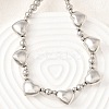 Brass Heart Bib Round Beaded Necklaces for Women NJEW-D314-09G-2