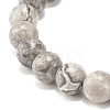 Natural Map Stone/Picasso Stone/Picasso Jasper Round Beaded Stretch Bracelet BJEW-JB07874-5