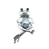 Retro Frog Alloy Pave Natural Paua Shell Brooch PW-WGDE135-01-1
