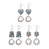 3 Pair 3 Style Heart & Trapezoid & Flat Round Acrylic Dangle Earrings EJEW-JE05204-1