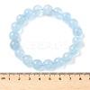 Natural Aquamarine Round Bead Stretch Bracelets for Men Women BJEW-U034-01A-04-5