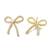 Rack Plating Brass Micro Pave Clear Cubic Zirconia Bowknot Stud Earrings for Women EJEW-P280-27G-2