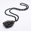 Natural Golden Sheen Obsidian Beaded Pendant Necklaces NJEW-E116-07-1