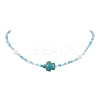 Summer Beach Sea Turtle Dyed Synthetic Turquoise & Glass Seed Beads Beaded Necklaces for Women NJEW-JN05081-01-1