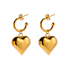 Ion Plating(IP) 304 Stainless Steel Heart Dangle Stud Earrings EJEW-L266-01G-1