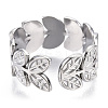 Non-Tarnish 304 Stainless Steel Leaf Cuff Rings LS-RJEW-N038-110P-4