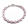 Rack Plating Brass Pave Cubic Zirconia Teardrop Links Bracelets for Women BJEW-H604-01P-03-1