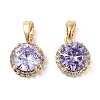 Brass Micro Pave Cubic Zirconia Charms KK-B102-06G-1