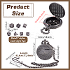 Vintage Alloy Flat Round Dragon Eye Pocket Watch with Brass Curb Chain AJEW-PH0007-67B-2