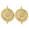 Rack Plating Brass Pave Cubic Zirconia Wheel Connector Charms KK-Z063-28G-01-1