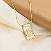 Brass Pave Shell Rectangle Saint Benedict Medal Pendants Necklaces for Women LS-NJEW-Z053-01G-01-2