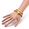 3Pcs 3 Style Natural Dyed Yellow Jade & Acrylic Word Love Beaded Stretch Bracelets Set with Alloy Enamel Heart Charms BJEW-JB08924-03-3