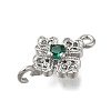 Brass Green Cubic Zirconia Clover Connector Charms KK-Q048-12P-2