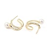 Clear Cubic Zirconia C-shape Stud Earrings with Acrylic Pearl EJEW-G297-04G-2