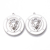 Brass Micro Pave Clear Cubic Zirconia Pendants KK-N232-159-NF-1