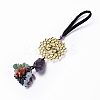 Natural Raw Amethyst & Mixed Stone Chips Tassel Pendant Decorations HJEW-P014-01G-04-1