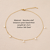 Stainless Steel Imitation Pearl Cable Chain Bib Necklaces for Women GX8162-2-1