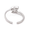 Clear Cubic Zirconia Hollow Out Leaf Open Cuff Ring RJEW-H127-38P-3