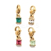 Square 304 Stainless Steel Rhinestone Pendant Decorations STAS-M092-08G-1