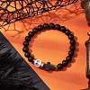 Halloween Skull & Cross Dyed Synthetic Turquoise Bracelets BJEW-JB10852-02-2