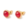 Ion Plating(IP) Natural Gemstone Half Round Stud Earrings EJEW-K092-01G-2
