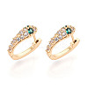 Brass Micro Pave Cubic Zirconia Snake Hoop Earrings EJEW-T048-32G-1