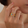 Sweet Hollow Irregular 201 Stainless Steel Enamel Cuff Ring DG2321-2