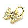 Letter Brass Micro Pave Clear Cubic Zirconia Pendants KK-K354-06G-W-2