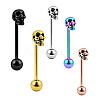 Skull 304 Stainless Steel Straight Barbell 15 Gauge Piercing Tongue Rings for Women Men FS-WG07D05-01-2