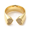 Brass Micro Pave Cubic Zirconia Open Cuff Rings RJEW-P098-13G-2