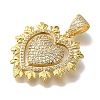 Heart Rack Plating Brass Micro Pave Clear Cubic Zirconia Pendant KK-U019-18G-03-2