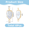 6Pcs Electroplate Natural Baroque Pearl Keshi Pearl Rectangle Connector Charms PEAR-HS0001-30-2