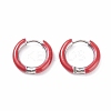Two Tone 304 Stainless Steel Chunky Huggie Hoop Earrings with Enamel for Women EJEW-C043-11-05P-2