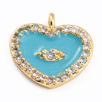 Golden Plated Brass Micro Pave Clear Cubic Zirconia Charms ZIRC-L097-033F-G-1