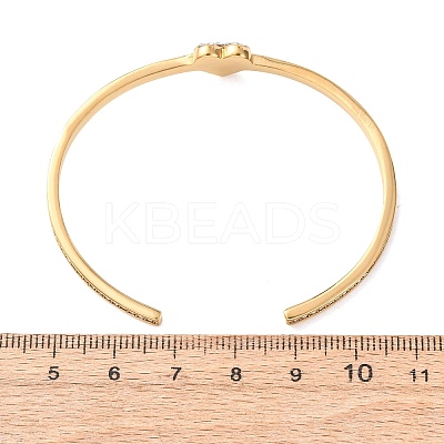 304 Stainless Steel & Rhinestone Cuff Bangles for Women BJEW-D464-01G-1